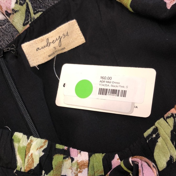 Floral Black Midi Pre-Fall Dress Small - Picture 4 of 4